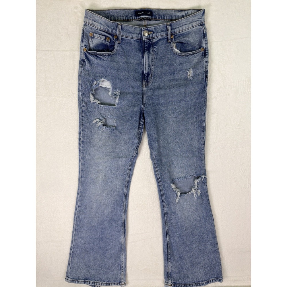 Aeropostale Jeans Womens 16 Blue Bootcut Flared‎ Distressed Light Wash High Rise